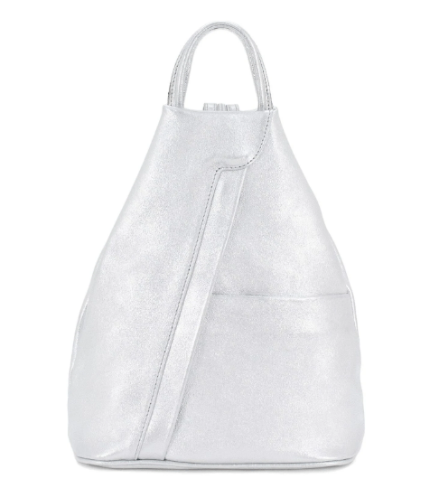 Italian Designer Soft Leather Triangular Backpack Ilaria Silver - British D'sire Main image