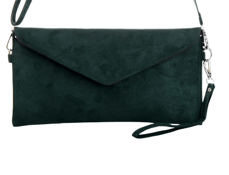 Italian Designer Suede Leather Envelope Clutch - Dark Gree Secondary image