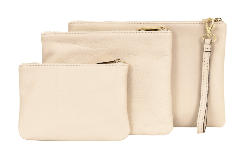 Italian Leather Cream Clutch handbags, Set of 3 - Leather Handbag - British D'sire Main image