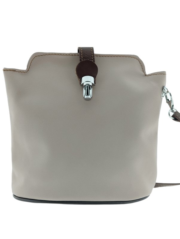 Italian Leather Crossbody Bag with Zip Pocket- Spalle Piccole- Nude - British D'sire