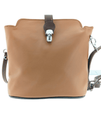 Italian Leather Crossbody Bag with Zip Pocket - Spalle Piccole - Tan - British D'sire