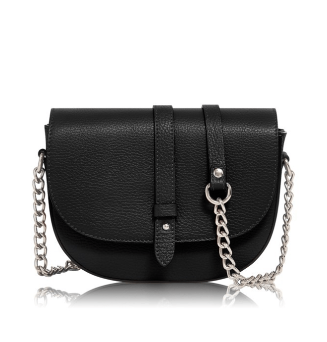 Italian Leather Handbag in Black - Leather Handbag - British D'sire