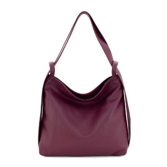 Italian Leather High Quality Large Leather Convertible Backpack-Ultimati Burgundy - British D'sire Main image