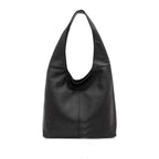 Italian Leather Plain Hobo Bag - Swolit Alessandra - Black - British D'sire