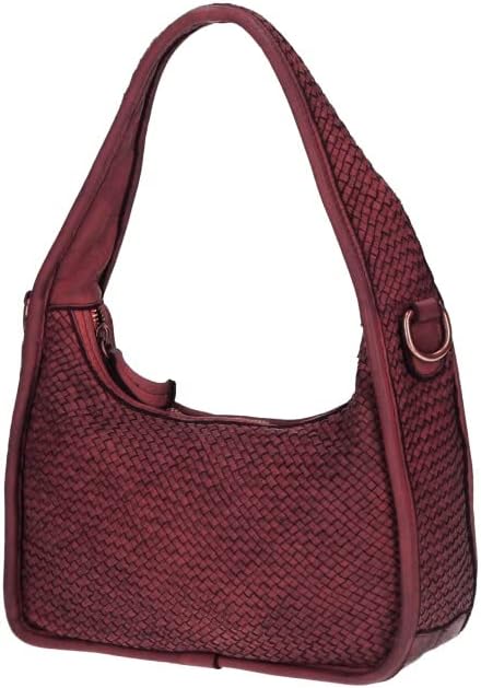 Italian Leather Raven Shoulder Hobo Bag for Women - Bordeaux - Leather Handbag - British D'sire