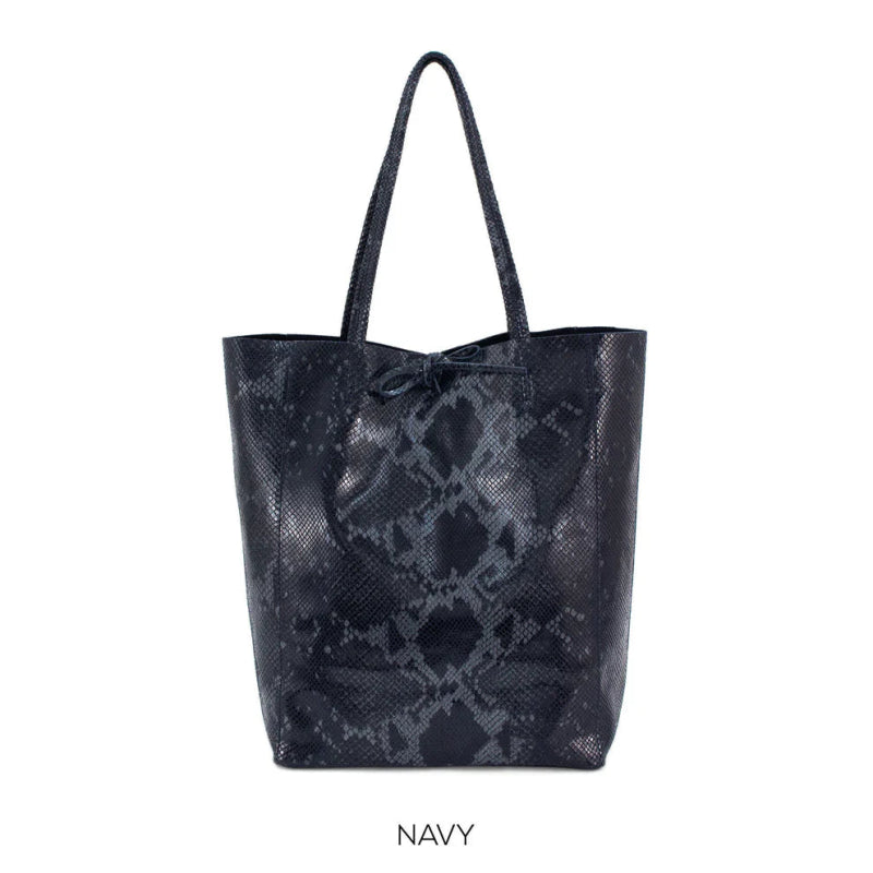 Italian Leather Snake Tote Bag - British D'sire