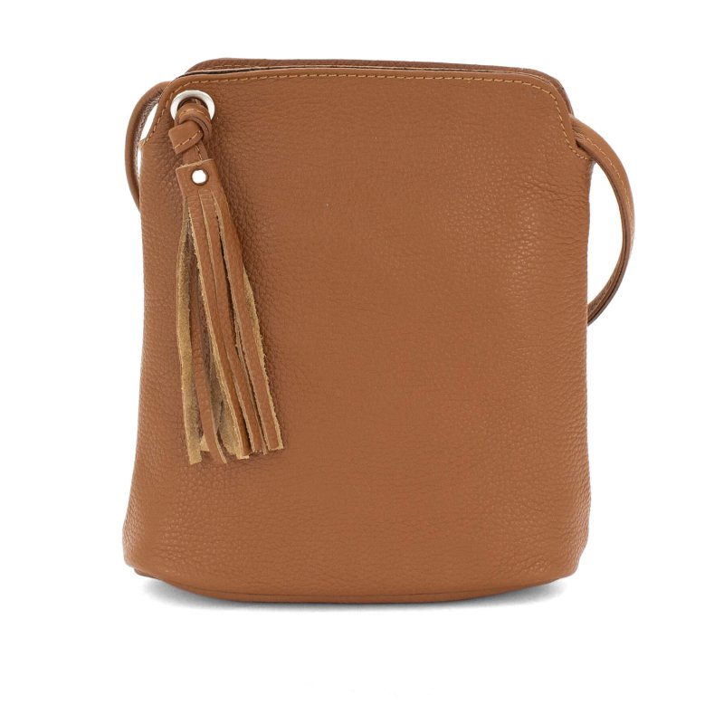 Italian Leather Tassel Crossbody-Fozzino Dark Tan - British D'sire