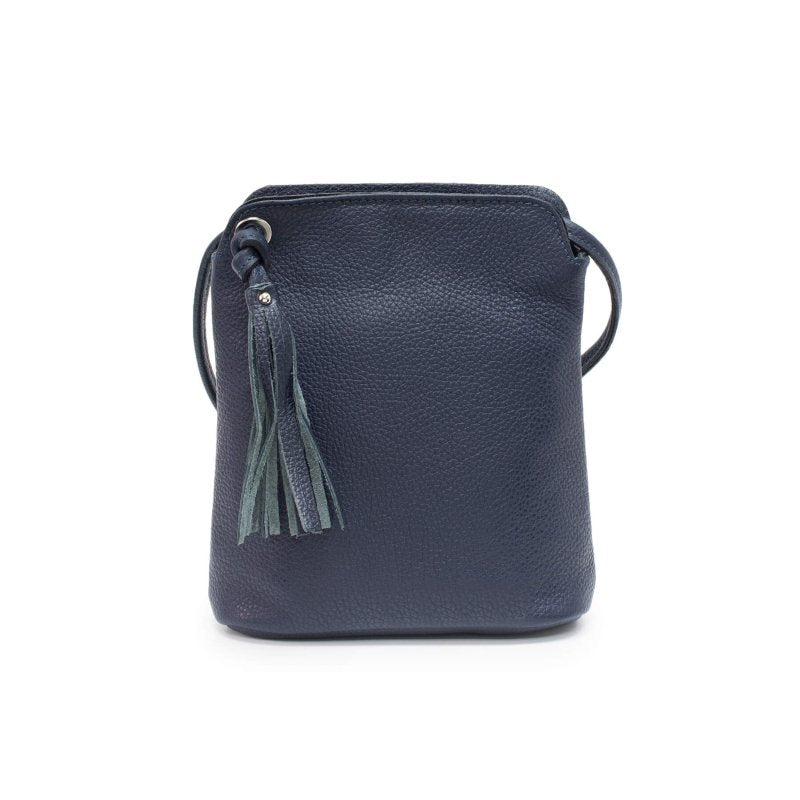 Italian Leather Tassel Crossbody - Fozzino Navy - British D'sire