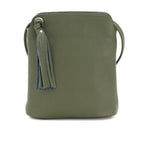 Italian Leather Tassel Crossbody-Fozzino Olive Dark Green - British D'sire