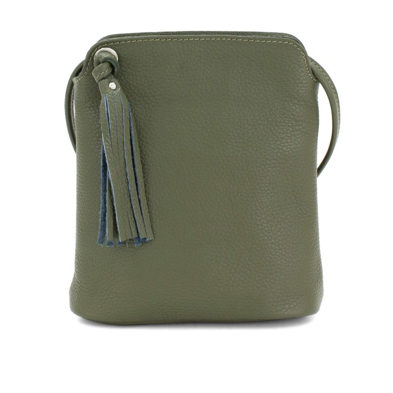 Italian Leather Tassel Crossbody-Fozzino Olive Dark Green - British D'sire
