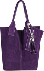 Italian Suede Leather Tote Bag - Suede Tote Bags - British D'sire