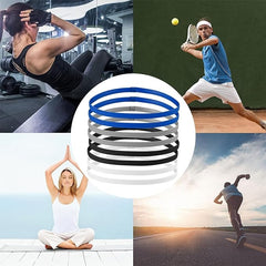 IUFDGHN Children's sports headband, 8 - piece ultra - thin fitness headband, elastic headband anti slip, elastic headband sports headband for boys and girls, black, white, blue, gray - British D'sire