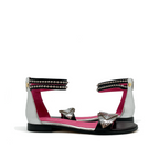 Izzy flat sandal silver black - Chanii B