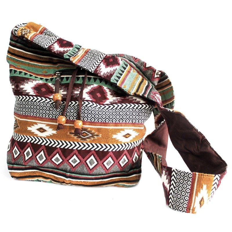 Jacquard Bag - Chocolate Student Back - Jacquard Nepal Style Bags - British D'sire Main image