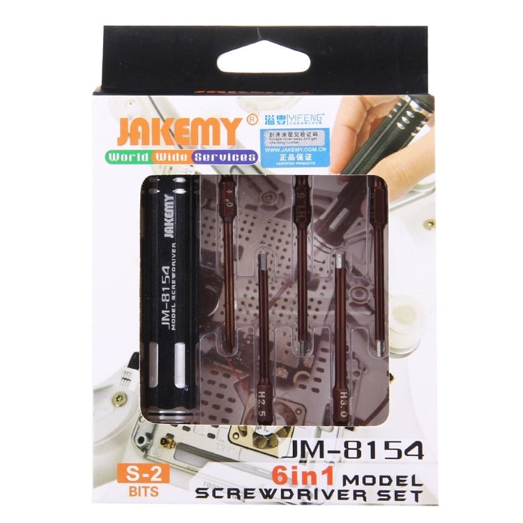 JAKEMY JM - 8154 6 in 1 Model Screwdriver Set with 65mm S - 2 Precision Bits(Cross 3.0, Hexagon H1.5 & H2.0 & H2.5 & H3.0) - British D'sire