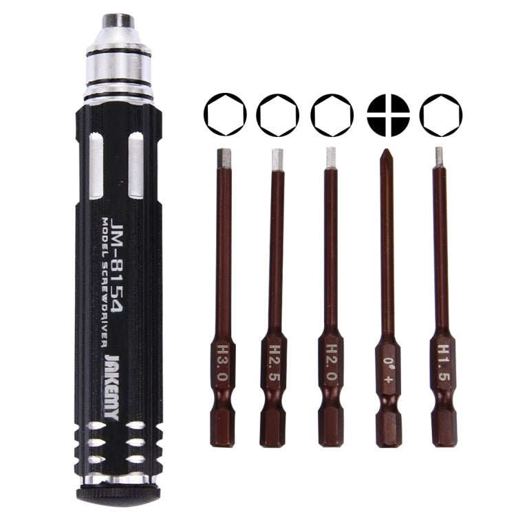 JAKEMY JM-8154 6 in 1 Model Screwdriver Set with 65mm S-2 Precision Bits(Cross 3.0, Hexagon H1.5 & H2.0 & H2.5 & H3.0) Secondary image