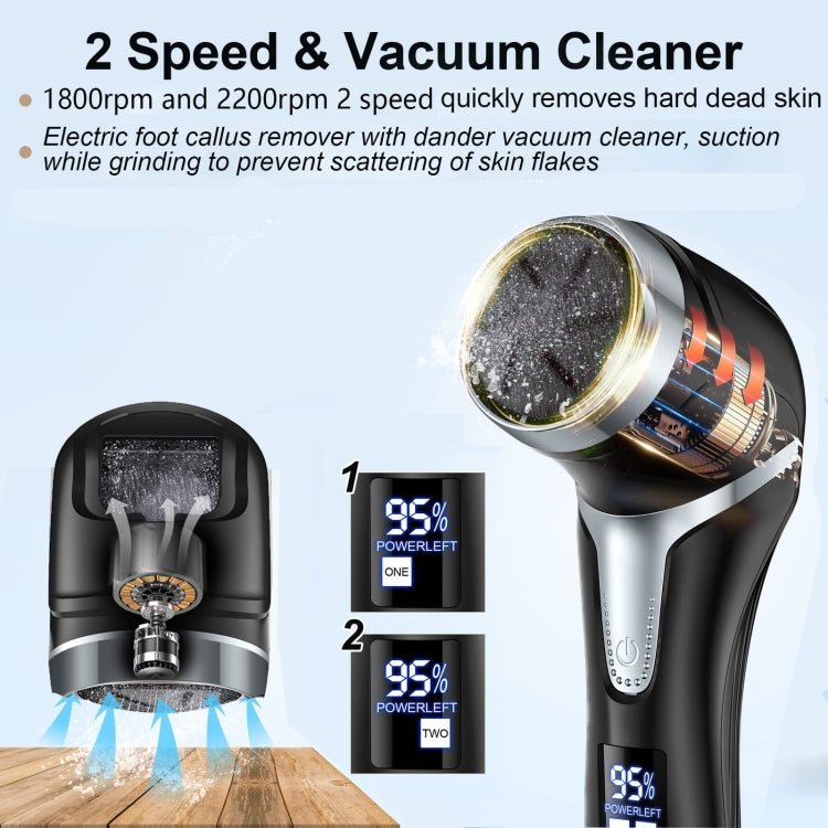 JD-510 Rechargeable Electric Foot Callus Remover with Vacuum Cleaner White - British D'sire