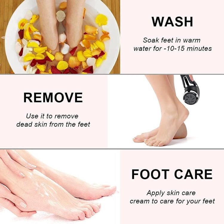 JD-510 Rechargeable Electric Foot Callus Remover with Vacuum Cleaner White - British D'sire