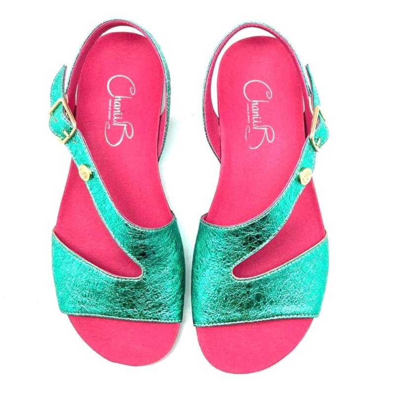 Je Ressin - Aquamarine flat sandal - SANDALS - British D'sire