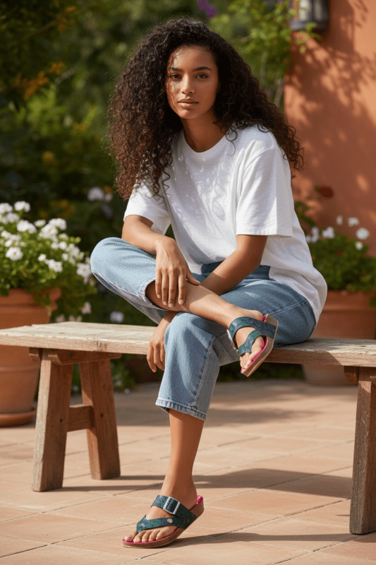 Je Suis - Green army flat cork sandal - Ballerina - British D'sire
