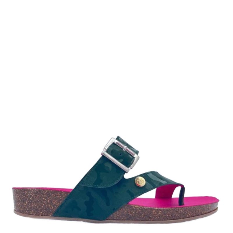 Je Suis - Green army flat cork sandal - Ballerina - British D'sire