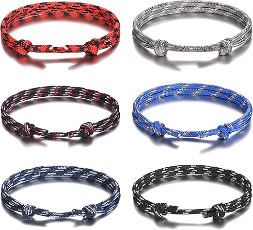 String Rope Bracelets Jeka 6 Pcs Nautical Braided Handmade Rope String Adjustable Bracelets ...