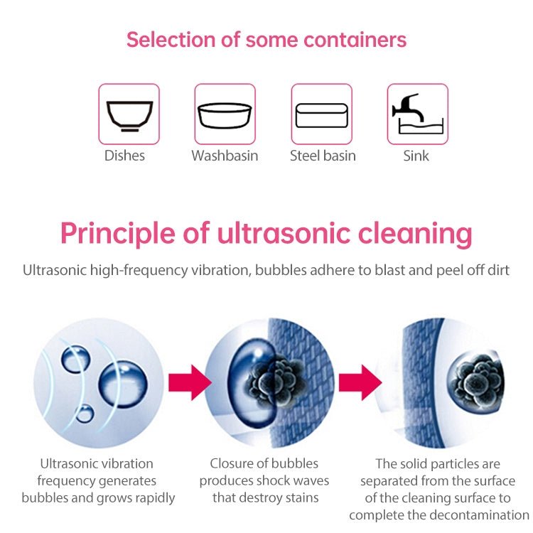 JeKen CE - 9600 Household Ultrasonic Cleaner Vegetable Washing Glasses Watch Jewelry Cleaner(EU Plug) - British D'sire