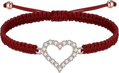 Berlin Creation - Zirconia Heart Bracelet - 925 Sterling Silver Handmade Braided Bracelet for Girls & Women - Perfect Gift for the woman you adore.
