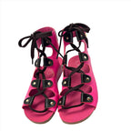 Je Savoir- Fuchsia lace up cork sandal