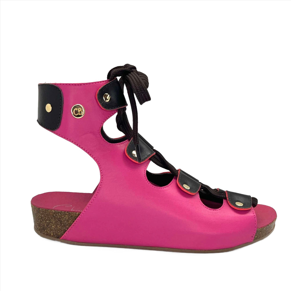 Je Savoir- Fuchsia lace up cork sandal Main image