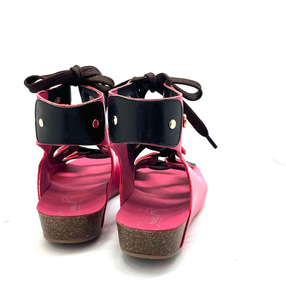 Je Savoir- Fuchsia lace up cork sandal Secondary image
