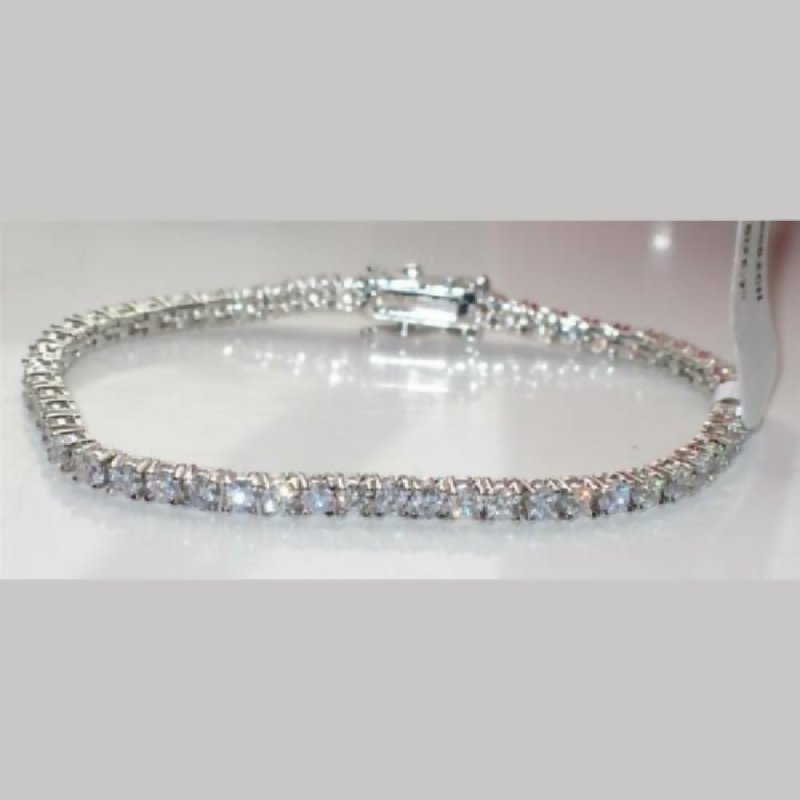 Jewellery Kingdom Cubic Zirconia Classic Rhodium 8 Carat Ladies Tennis Bracelet (Silver) - Fine Bracelets & Bangles - British D'sire Main image