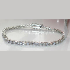 Jewellery Kingdom Cubic Zirconia Classic Rhodium 8 Carat Ladies Tennis Bracelet (Silver) - Fine Bracelets & Bangles - British D'sire
