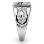 Jewellery Kingdom Mens Masonic Signet Pinky Black Onyx Stainless Steel Cz Pinky Ring (Silver) - Mens Jewellery - British D'sire
