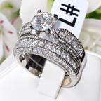 Jewellery Kingdom Silver Cubic Zirconia Stainless Steel Ladies Wedding Band 2pcs Engagement Ring Set - Engagement Rings - British D'sire