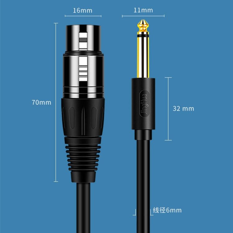 JINGHUA 6.5 Male To Female XLR Audio Cable 6.35 Three Core Balanced Microphone Mixer, Size: 5m(Black) - British D'sire