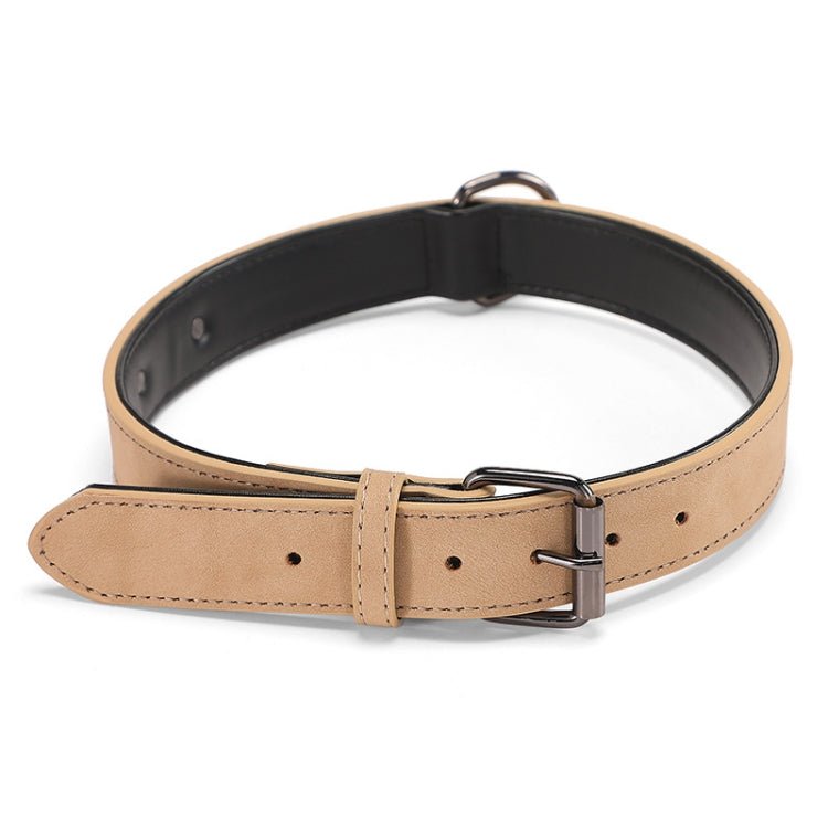 JINMAOHOU Dogs Double - Layer Leather Collar, Specification: L 59x3.2cm(Khaki) - British D'sire Main image