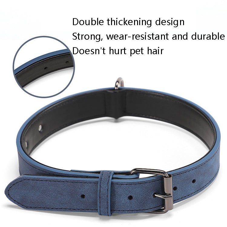 JINMAOHOU Dogs Double - Layer Leather Collar, Specification: M 49x2.7cm(Khaki) - British D'sire
