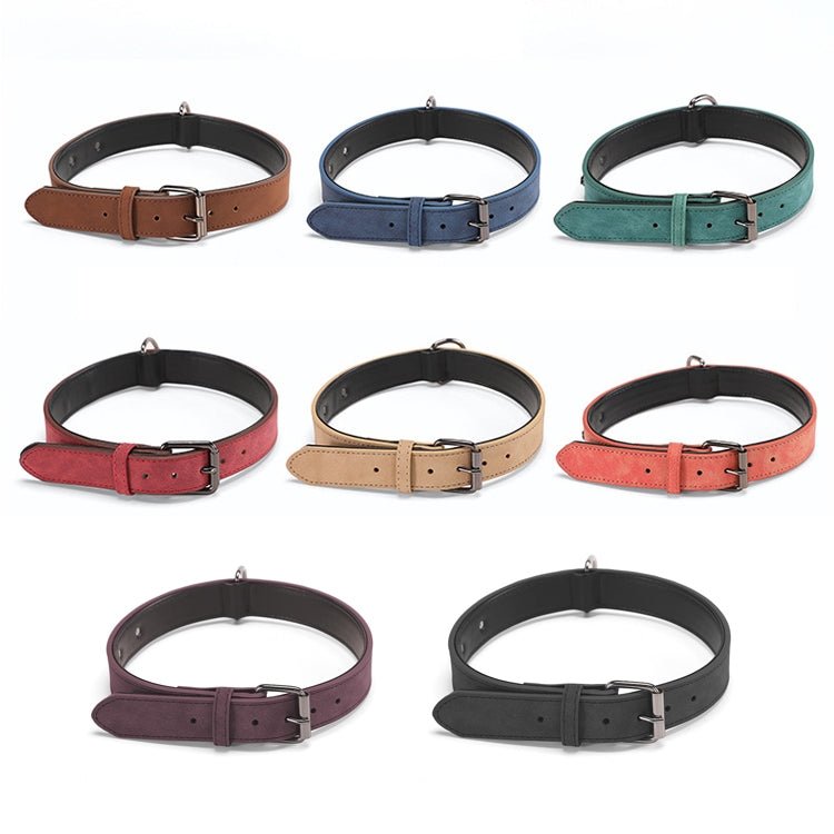 JINMAOHOU Dogs Double-Layer Leather Collar, Specification: M 49x2.7cm(Khaki) Secondary image