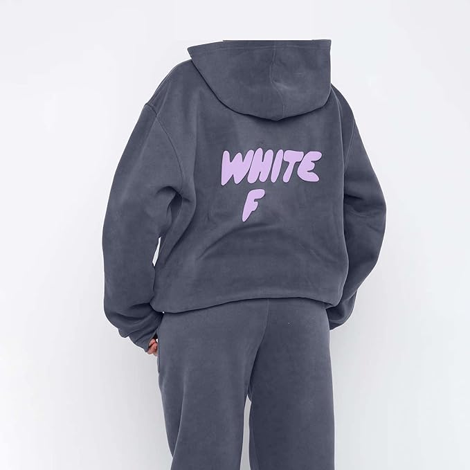 JIOZIDO Women's Tracksuits Sets 2 Piece Outfits Hoodie and Sweatpants Jogger Plain Set Women Activewear Lounge Wear Sets for Women Tracksuit Womens UK - Tracksuits - British D'sire