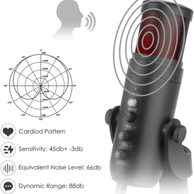 JMARY MC - PW9 USB Cable Microphone Voice Recording Tool RGB Light - British D'sire