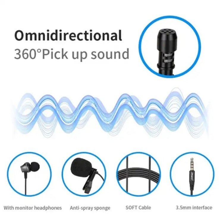 JMARY MC-R5 Lavalier 3.5mm Port Wired Microphone With Sound Monitoring Earphone, Length: 3m Secondary image