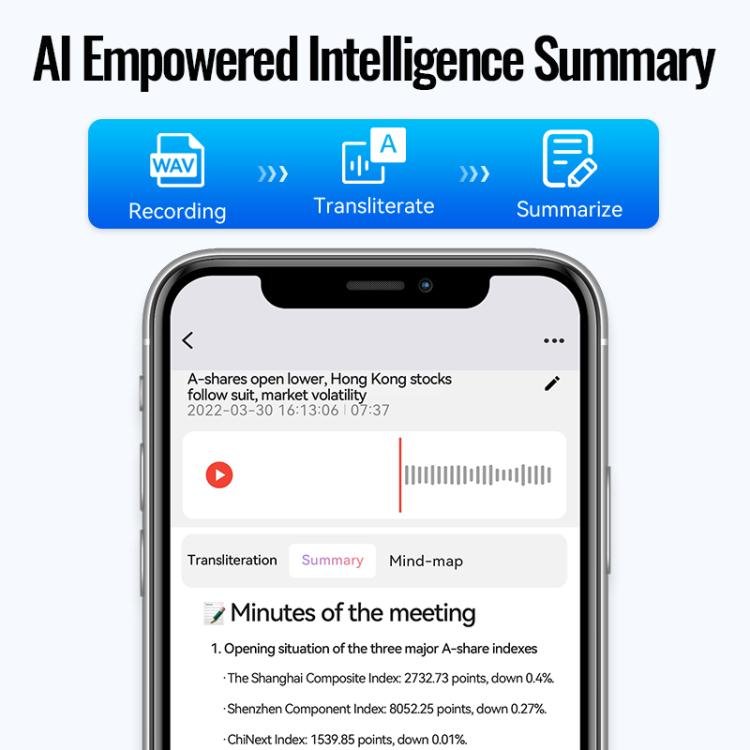 JNN A6 Portable Smart AI Magnetic Recorder Support APP Control, Memory:32GB(Black) - British D'sire