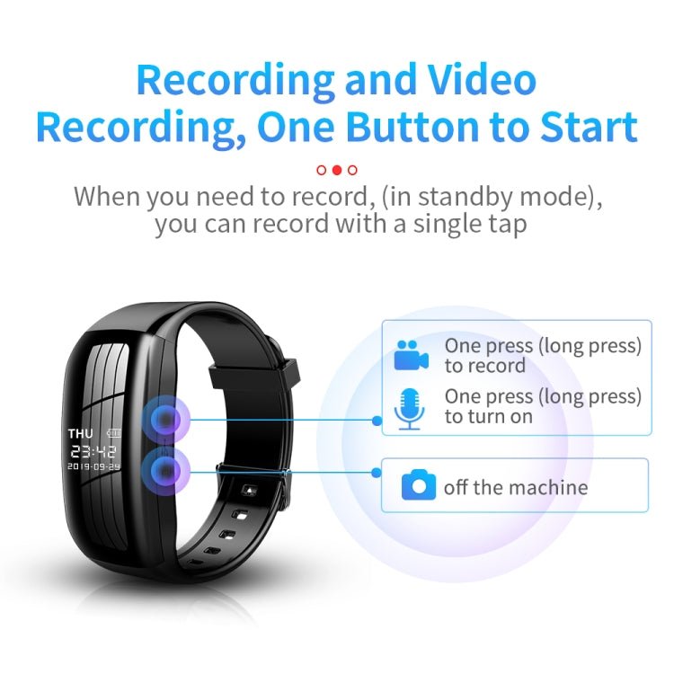 JNN C5 HD Noise Reduction Smart Recording Electronic Bracelet, Capacity:128GB - British D'sire