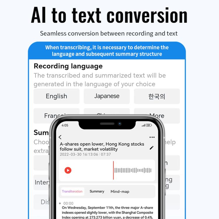 JNN M29A Portable Smart AI Magnetic Recorder Support APP Control, Memory:128GB(Black) - British D'sire