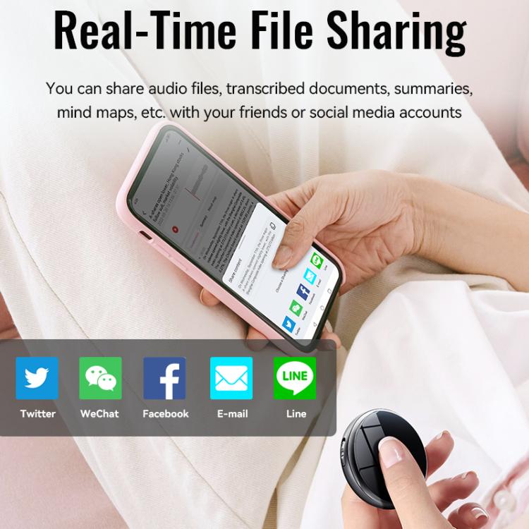 JNN M29A Portable Smart AI Magnetic Recorder Support APP Control, Memory:128GB(Black) - British D'sire