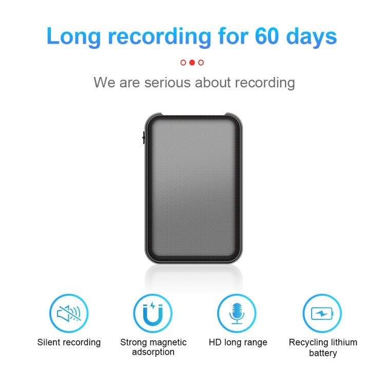 JNN Q75 Magnetic Smart Voice Recorder, Memory:64GB(Black) - British D'sire