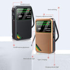 JOC TG - 77 Mini FM / AM / SW Portable Full - Band Full - Channel Radio(Gold) - British D'sire