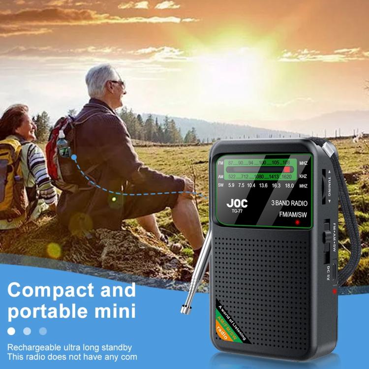 JOC TG - 77 Mini FM / AM / SW Portable Full - Band Full - Channel Radio(Gold) - British D'sire