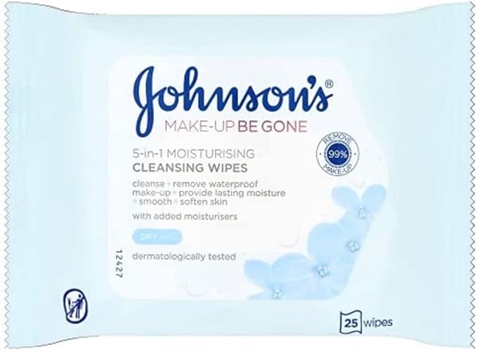 Johnson's Face Care Makeup Moisturising Wipes, Pack of 25 Wipes - British D'sire